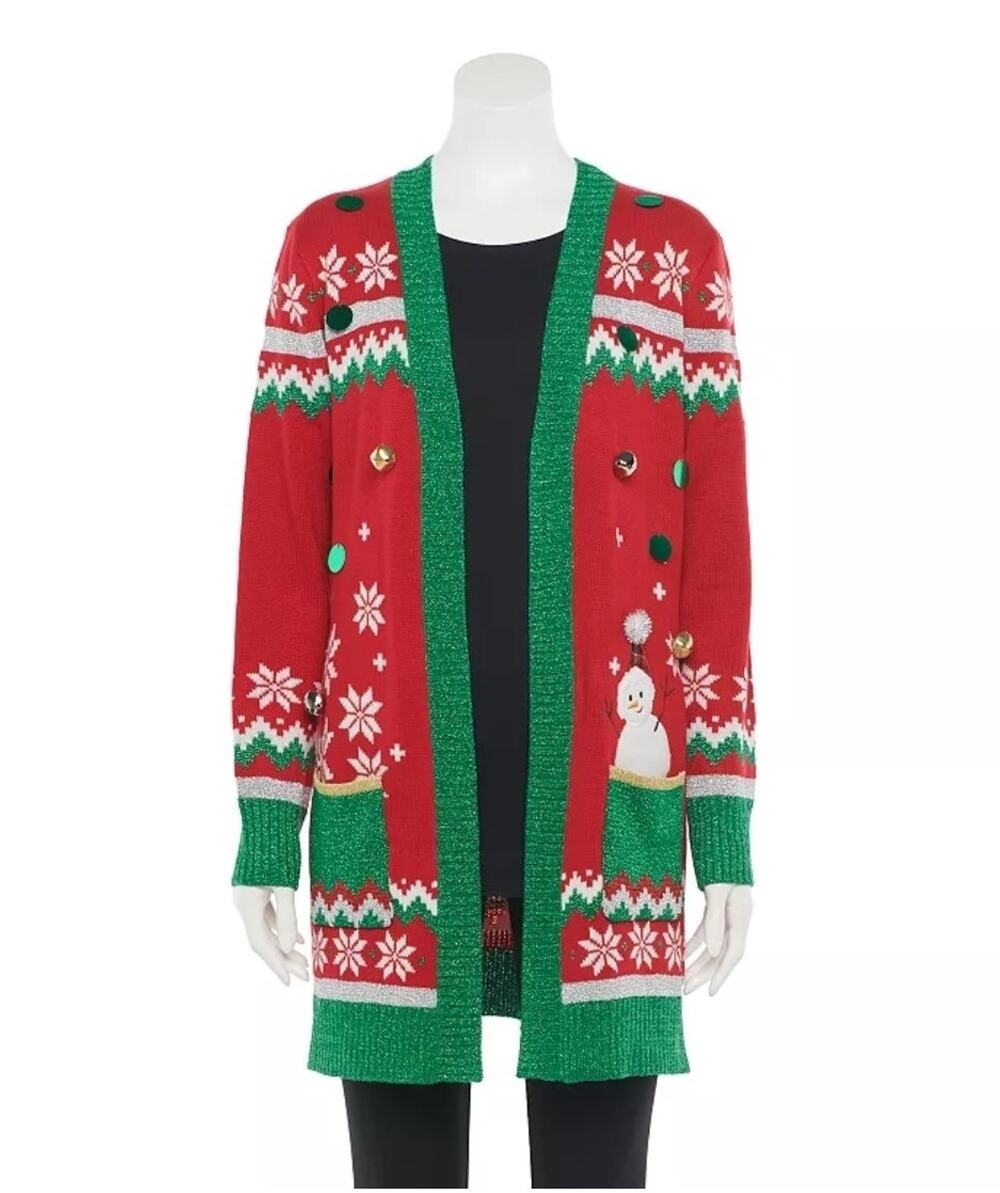 Jingle Bell Ugly Christmas Cardigan United States Sweaters Holiday Size XL